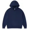 Solid color dark navy blue fleece pullover hoodie with front kangaroo pocket for winter daily wear. - S / Tops / Navy Blue