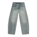 Vintage light wash barrel denim jeans, casual streetwear wide leg trousers for men and women. - XS / Blue