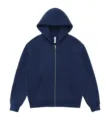 Solid color fleece zip-up hoodie for men and women, casual autumn and winter warm outerwear. - S / Tops / Navy Blue