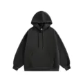 Heren zwarte zware hoodie, casual losse trui met capuchon en praktische kangoeroezak. - donkergrijs