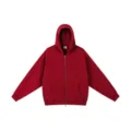 Heavyweight red zip-up hoodie, solid color casual streetwear jacket with full front zipper. - S / Tops / Red