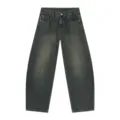 Vintage washed dark grey baggy wide-leg jeans retro streetwear casual denim pants - Washed Blue