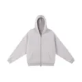 Classic grey zip-up hoodie for men and women, heavy loopback cotton casual streetwear apparel. - S / Tops / Grayish White