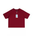 Casual burgundy short sleeve t-shirt, oversize boxy cropped fit, solid basic top. - S / Burgundy