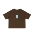 Brown short sleeve t-shirt women oversize boxy cropped fit casual summer top basic tee - Dark Coffee