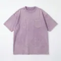 Vintage washed purple cotton short sleeve t-shirt with pocket, casual relaxed fit top. - S / Purple
