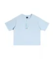 Light blue oversized boxy short sleeve t-shirt casual drop shoulder cropped basic top. - Sky Blue