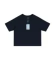 Dark blue oversized cropped t-shirt for women, drop shoulder half sleeve casual top. - Navy Blue