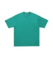 Men solid color heavy vintage washed short sleeve t-shirt, casual streetwear basic tee top. - Green