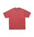 Vintage washed heavy cotton short sleeve t-shirt, casual solid color oversized basic top. - Brick Red
