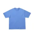 Blue washed vintage heavy cotton t-shirt, casual solid short sleeve basic top for summer. - Sky Blue