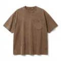 Vintage washed brown short sleeve t-shirt with pocket, casual cotton tee for men and women. - Coffee