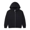 Classic black zip-up hoodie for men and women, heavy casual loose solid color design. - S / Black
