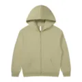 Solid color zip-up hooded sweatshirt, loose oversized fit casual outerwear for men and women. - Light Green