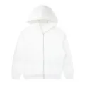 Casual solid color zip-up hoodie with hood, comfortable loose fit basic outerwear for daily wear. - S / White