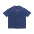 Washed blue denim short sleeve t-shirt, casual vintage henley shirt for men and daily wear. - S / Tops / Denim Blue