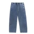 Classic blue acid-washed denim sweatpants with elastic drawstring waist and casual loose fit. - S / Bottoms / Light Blue