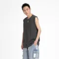 Men's vintage hip-hop sleeveless tank top summer casual loose basic undershirt detail - S / Gray