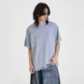 Grey short sleeve T-shirt, solid color drop shoulder tee for men, casual streetwear style. - S / Mixed Grey