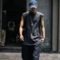 Hombre vintage camiseta sin mangas holgada hip hop streetwear fitness chaleco de algodón - S / Tops / Gris