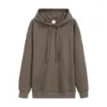 Sweat à capuche lourd en coton uni pour hommes et femmes, sweat-shirt ample et décontracté. - Kaki