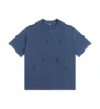 Vintage washed distressed short sleeve t-shirt for men, heavy weight cotton casual top. - S / Denim Blue