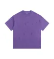 Purple vintage washed distressed short sleeve t-shirt for men casual loose cotton top - S / Purple