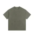 Vintage washed distressed short sleeve t-shirt for men, loose casual couple tee top olive green. - Army Green
