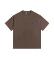 Vintage distressed brown short-sleeve t-shirt, heavy washed oversized casual tee for men. - Coffee