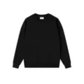 Solid black cotton long sleeve crewneck sweatshirt for men, casual basic style daily wear top. - S / Black Crewneck