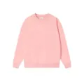 Pink solid crewneck sweatshirt for women, casual long sleeve everyday pullover top. - S / Pink Round Neck