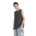 Canotta senza maniche in cotone grigio tinta unita da uomo stile streetwear sportivo casual top - Taglia S / Grigio scuro