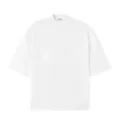 Men white oversized short sleeve t-shirt mock neck heavy cotton casual streetwear top. - S / White