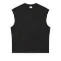Men solid black sleeveless tank top summer gym fitness athletic muscle shirt apparel item - S / Tops / Black