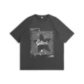 Mens streetwear oversized graphic t-shirt dark gray casual hip hop short sleeve top - M / Gray