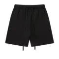 Men's casual black shorts with long drawstrings, comfortable elastic waist sportswear style. - S / Bottoms / Black
