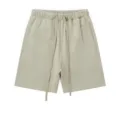 Men casual fleece shorts with elastic drawstring waist light grey summer streetwear sports active wear - S / Bottoms / Matcha Green