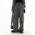 Pantalon de survêtement gris ample décontracté streetwear coton large homme - S / Noir Lavé