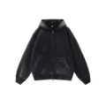 Oversized black washed zip-up hoodie with cozy fleece lining for winter streetwear style. - S / Tops / Washed Black