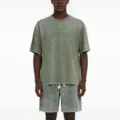 Vintage washed short sleeve t-shirt and matching shorts set for men, casual street style. - S / Top And Bottom / Army Green Set