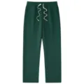 Solid dark green casual sweatpants with adjustable drawstring waist for comfortable daily wear. - S / Bottoms / Green
