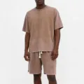 Men's vintage acid wash short sleeve t-shirt and shorts streetwear casual matching set. - S / Top And Bottom / Coffee Set