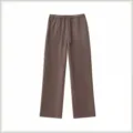 Comfortable brown casual sweatpants with elastic drawstring waist and loose wide-leg fit. - S / Bottoms / Coffee