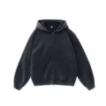 Vintage washed oversized zip-up hoodie for men and women, thick fleece lined hooded sweatshirt. - S / Tops / Sapphire Blue