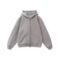 Heavyweight washed zip-up hoodie for men and women, cozy oversized fit, autumn winter fashion. - S / Tops / Smoke