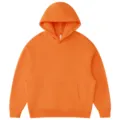 Orange solid fleece hooded sweatshirt, casual pullover hoodie for autumn and winter daily wear. - S / Tops / Orange