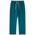 Teal solid color fleece sweatpants for men and women, comfortable casual winter jogger. - S / Bottoms / Baja Blue