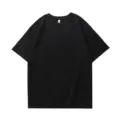 Plain black drop shoulder short sleeve t-shirt casual loose fit oversized cotton tee top for men - S / Black