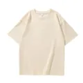 Camiseta de manga corta oversize beige lisa para hombre y mujer, top básico casual. - S / Tops / Albaricoque