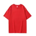 Camiseta roja lisa de corte holgado con manga corta y hombros caídos para verano - S / Tops / Rojo